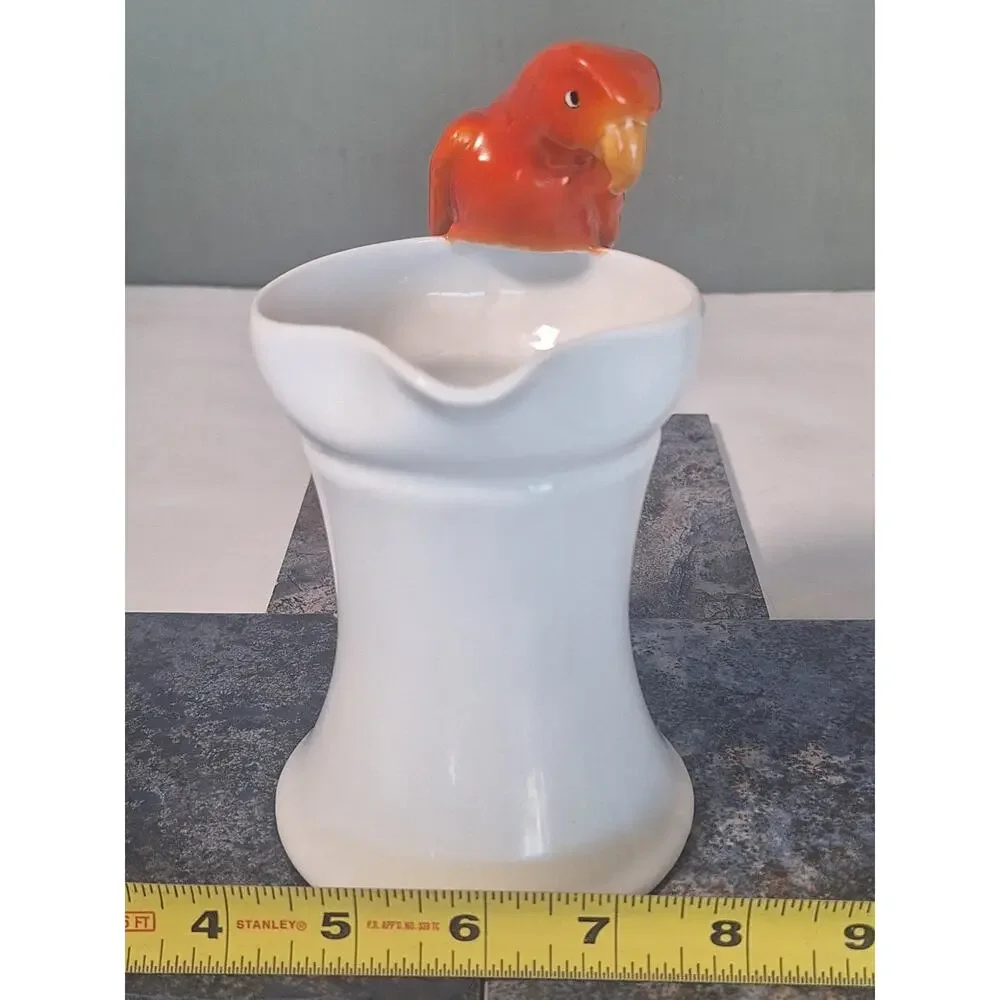 Royal Bayreuth Bavaria Red Parrot Handle Pitcher Creamer Figural Bird Germany